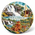 Adilabad Telangana watercolour souvenir fridge magnet, 70 mm round