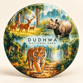 Dudhwa National Park Uttar Pradesh watercolour souvenir fridge magnet, 70 mm round