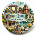 Warangal Telangana watercolour souvenir fridge magnet, 70 mm round