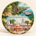 Gorakhpur Uttar Pradesh watercolour souvenir fridge magnet, 70 mm round