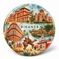 Bikaner Rajasthan watercolour souvenir fridge magnet, 70 mm round