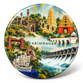 Karimnagar Telangana watercolour souvenir fridge magnet, 70 mm round