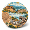 Mount Abu Rajasthan watercolour souvenir fridge magnet, 70 mm round