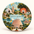 Hastinapur Uttar Pradesh watercolour souvenir fridge magnet, 70 mm round