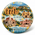 Ajmer Rajasthan watercolour souvenir fridge magnet, 70 mm round