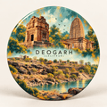 Deogarh Uttar Pradesh watercolour souvenir fridge magnet, 70 mm round