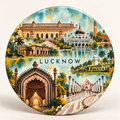 Lucknow Uttar Pradesh watercolour souvenir fridge magnet, 70 mm round