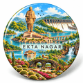 Ekta Nagar Gujarat watercolour souvenir fridge magnet, 70 mm round