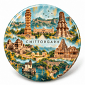 Chittorgarh Rajasthan watercolour souvenir fridge magnet, 70 mm round