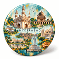 Hyderabad Telangana watercolour souvenir fridge magnet, 70 mm round