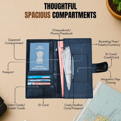The Quest Passport Holder – Slim Travel Organizer with Multiple Slots in Vegan Leather